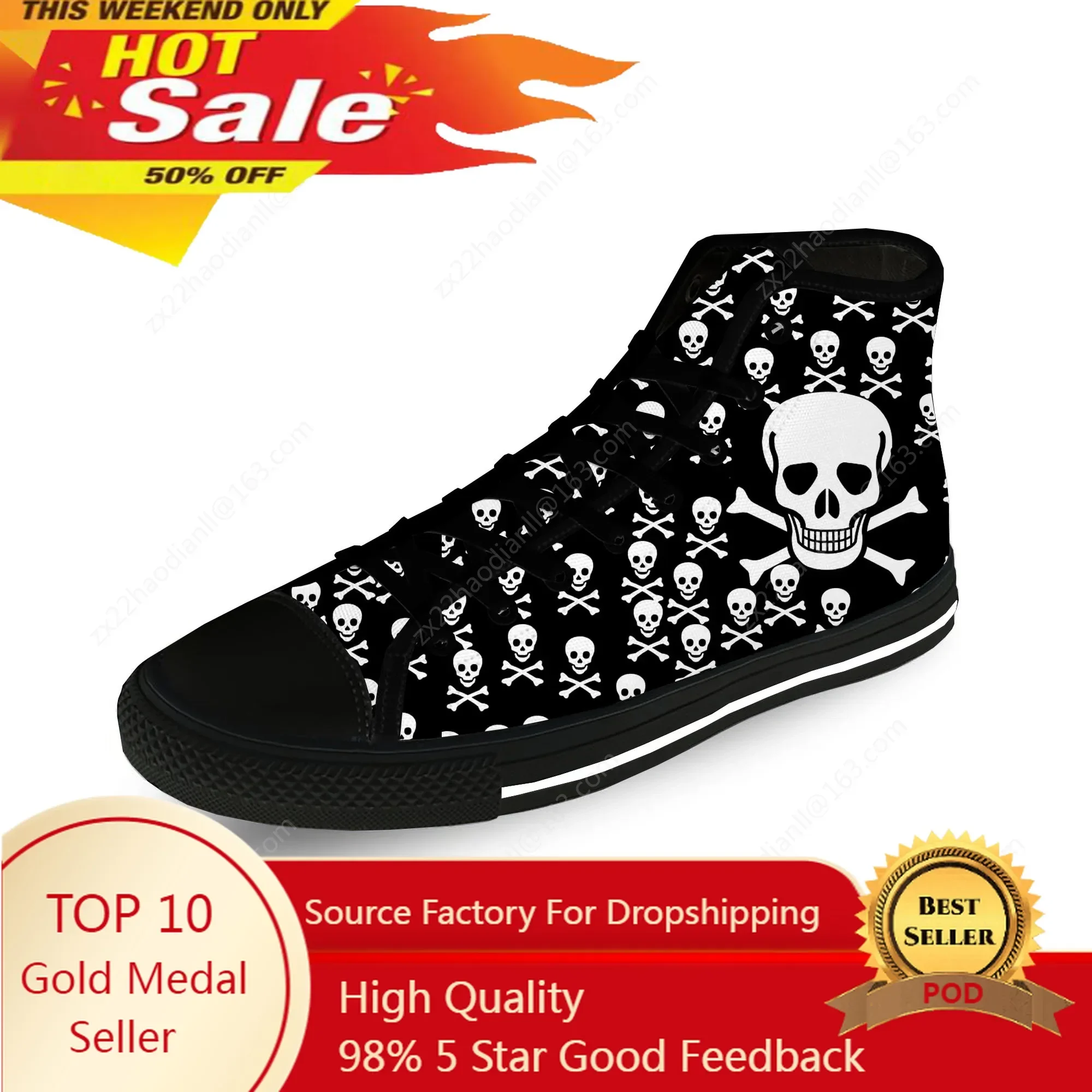 SKull Skeleton PAisley Horror Halloween Casual Cloth 3D Print High Top Canvas Fashion Shoes Men Women Breathable Sneakers