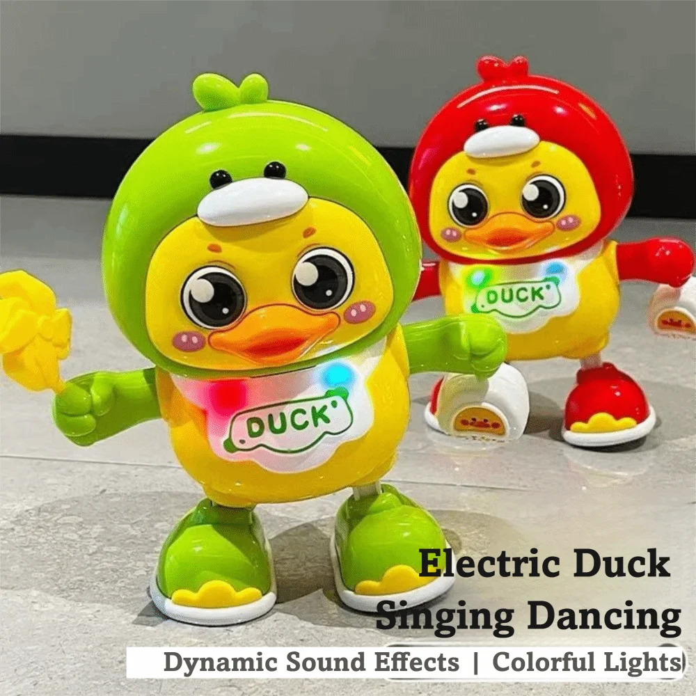 Leuk cartoon elektrisch eendspeelgoed Leuke vorm Kruiptraining Dansende eendspeelgoed met licht Duurzaam Zingen Dansspeelgoed Kinderen Cadeau