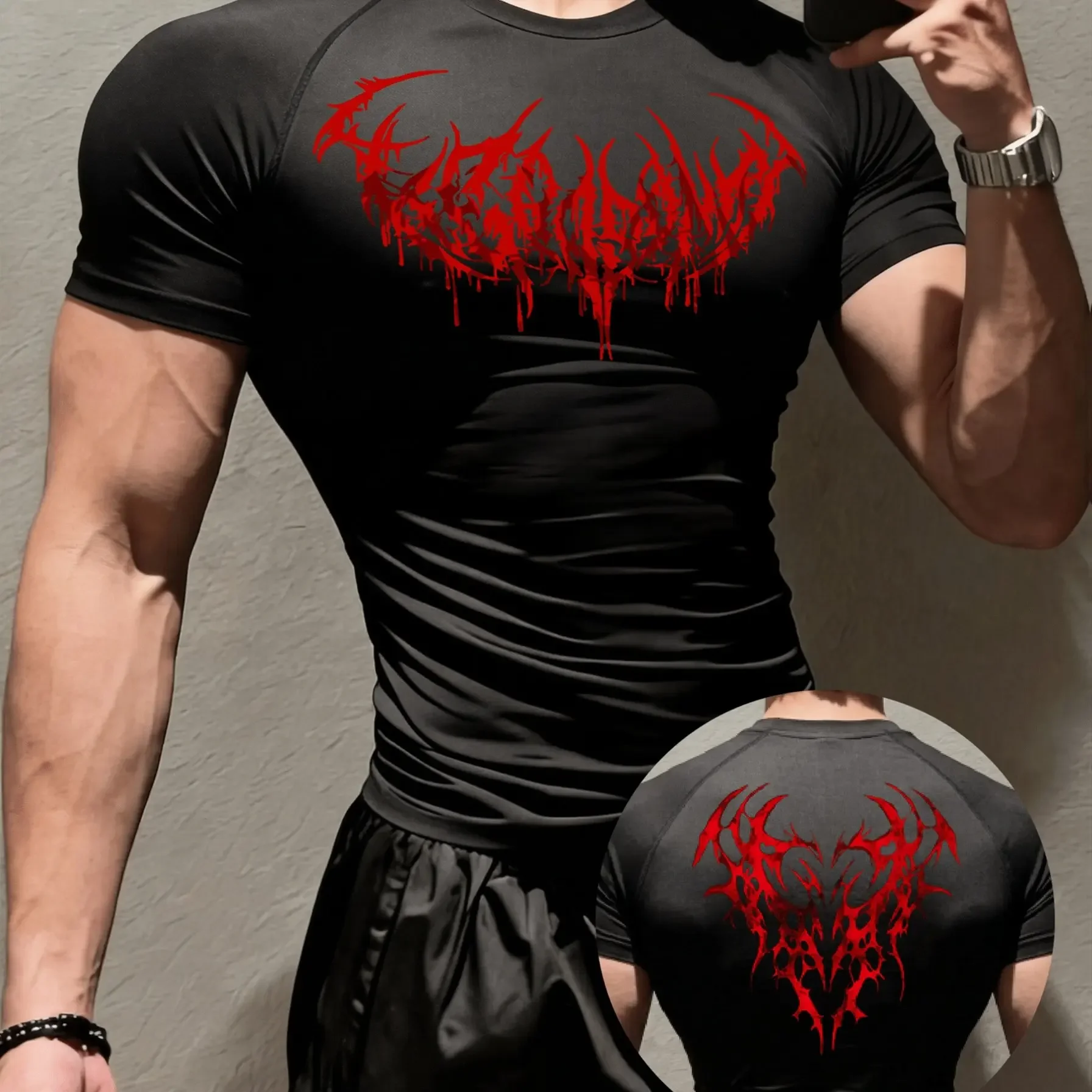 New men's and women's fitness clothes, new rose thorn print, elastic fitness shaping, suitable for fitness running and yoga