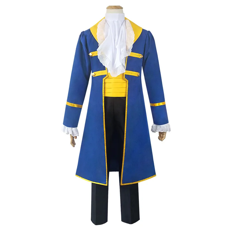 2026 New Medieval Royal Prince Costume Blue Long Jacket Suit Halloween Carnival Noble Role Play Fancy Dress for Themed Party