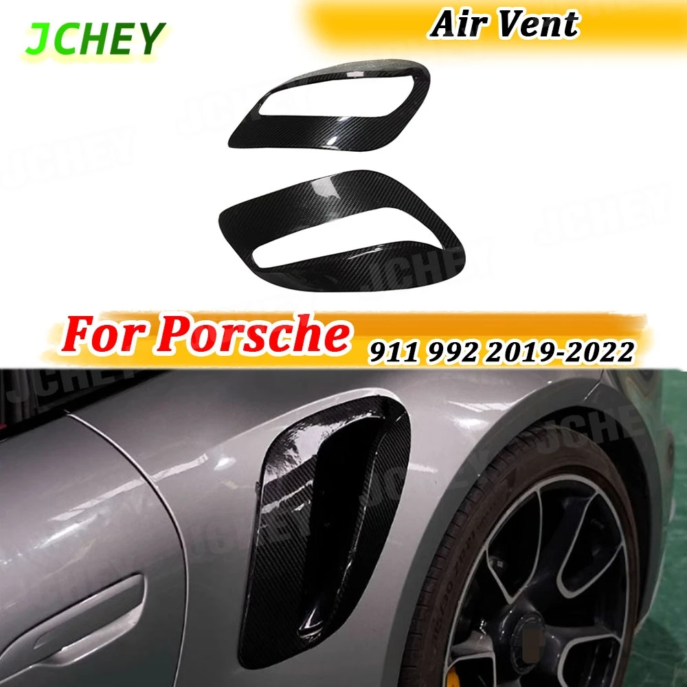 

JCHEY Dry Carbon Fiber Rear Side Fender Air Vent Trim for Porsche 911 992 2019-2022 FRP Rear Air Inlet Trims Sticker kits