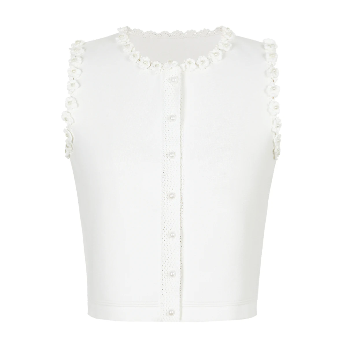 LEOSOXSNanyou High Quality Summer New Style Elite Slimming Round Neck Sleeveless Knitted Shirt With Three Dimensional Flower Ves