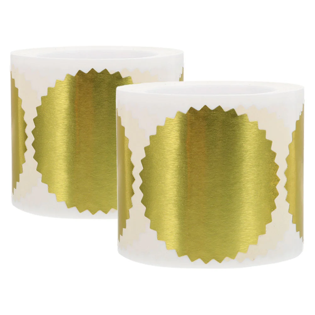 2 Rolls Stencil Sticker Certificate Medals Stickers Embossed Seals Glassine Paper Base Diploma Foil