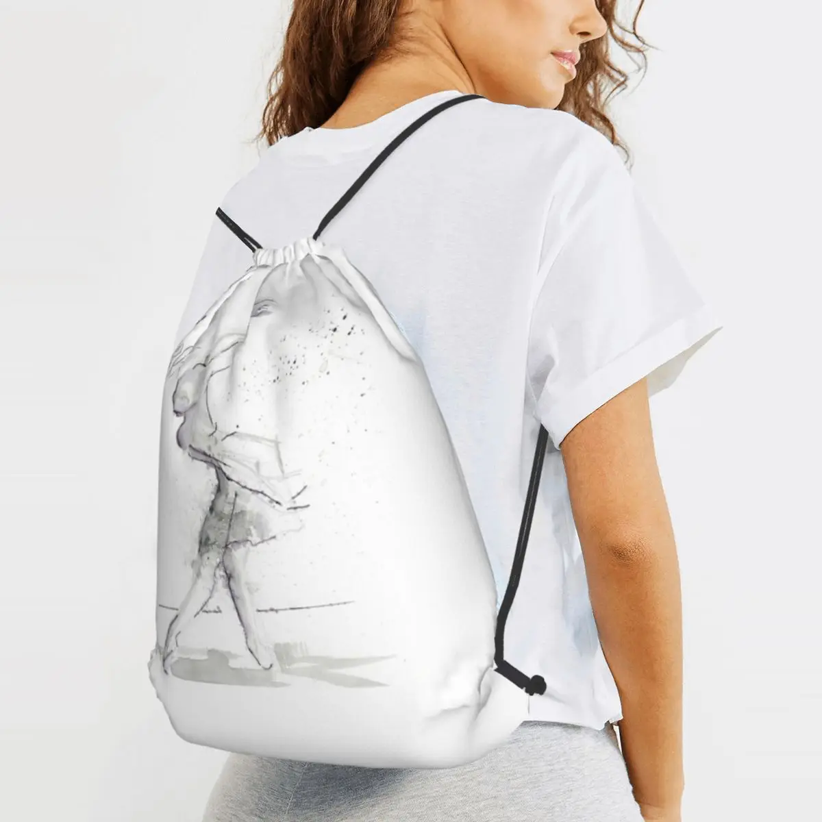 Love Ballet Ballerina Backpacks Multi-function Drawstring Bags Sports Bag Book Bags for Travel School