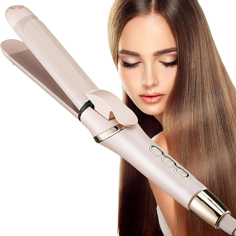 Advanced Technology Tourmaline Hair Crimper - Ceramic Curling Iron 2 in 1 Curler and Flat 1.3 Inch Styling Tool