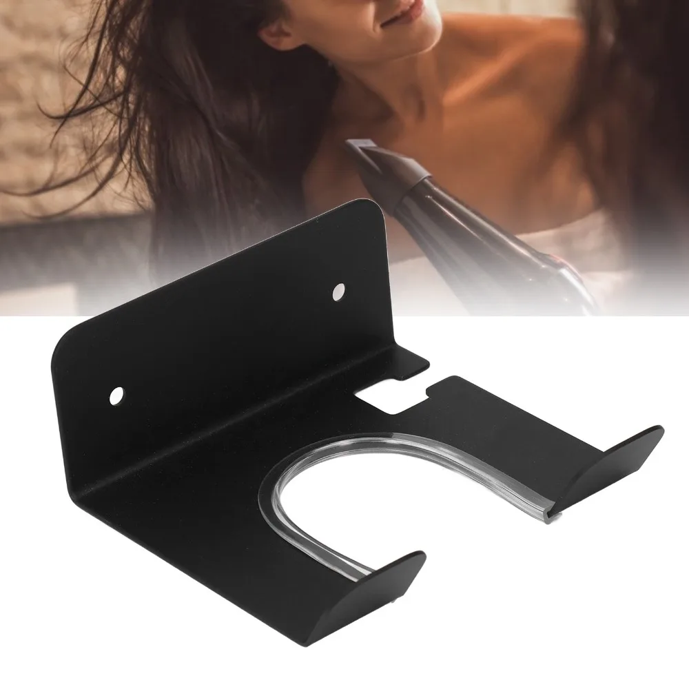 Soporte de Pared para Secador de Pelo de Acero al Carbono, Resistente, en Blanco y Negro, para el Cuidado del Cabello