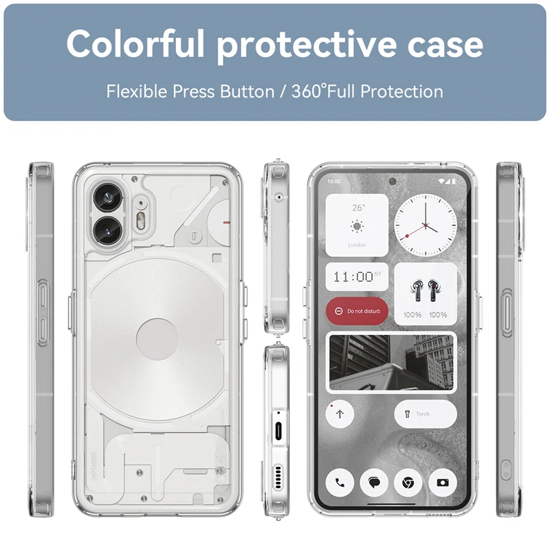 For Nothing Phone 2 Case for Nothing Phone 2 Cover Shell Capa Para Clear Shockproof Silicone Back Case For Nothing Phone 2 1