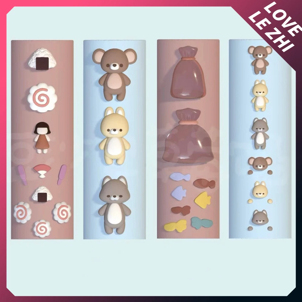

1Pc Kawaii Cartoon Bear Fish Diy Design Silicone Nail Carving Mold Accessories Rice Ball Fish Cake Bag Manicure Template Mold