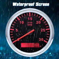 85mm car tachometer rpm hour meter Red Backlight 3000RPM-8000RPM Tachometer for Car Boat Gasoline Diesel Engine custom