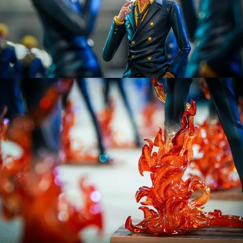 Japanese Bandai One Piece Anime Action Figure Sanji Desktop Ornaments Model Doll Toy Birthday Gift Luffy Peripheral Collection