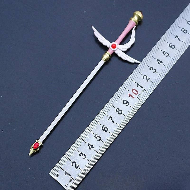 كاردكابتور ساكورا كورو بطاقة الصولجانات السداسية ستار عصا سحرية قصب ستار عصا معدنية نموذج عرض مكتبي مجموعات الحلي