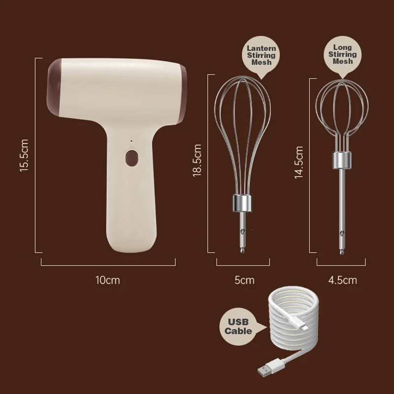خفاقة يدوية كهربائية لاسلكية، خلاط يدوي 5 سرعات، خلاط خبز مكون من خفقين، خلاط لاسلكي وقابل لإعادة الشحن