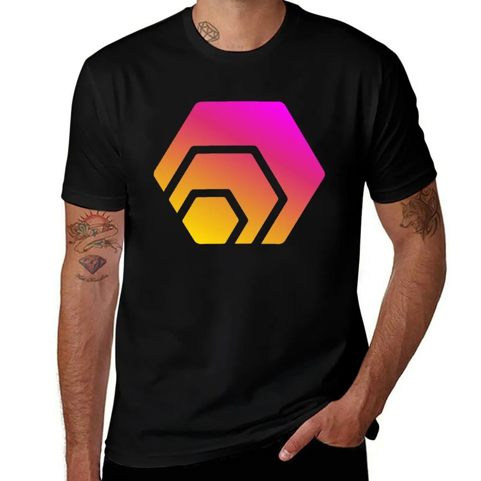 HEX, Crypto asset Logo T-Shirt Work Wear Simple Tee Shirt