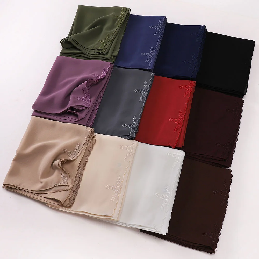 

Мусульманский хиджаб, жемчужные шифоновые шарфы, женский платок с вышивкой, исламский шарф, шаль, тюрбан, банданы, повязка на голову, Bufanda Foulard