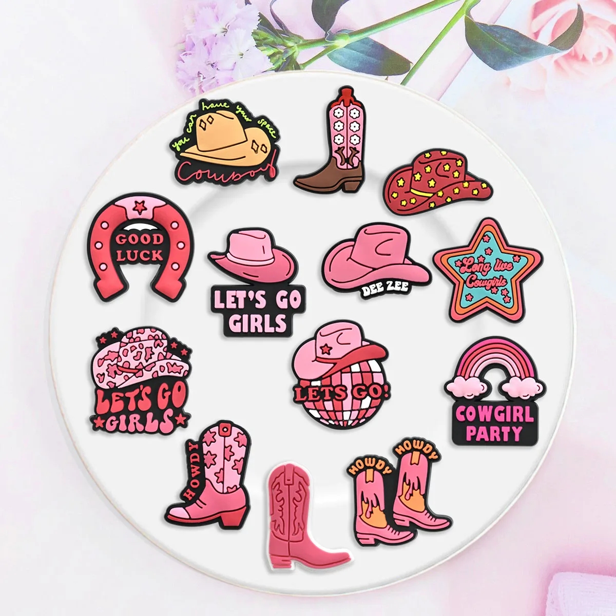 20Pcs Cowgrils Shoe Charms Cowgirl Western Decoration Charms Gift for Boys Kids Teens and Adults
