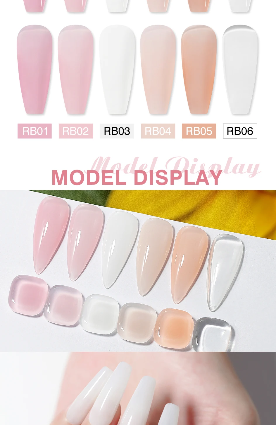 Farbiger Rubber Base Coat Clou Beaute Rubber Building Base Coat Jelly Pink Nagelverlängerungs-Gel Nagellack French Nail Gellack – Detail 2