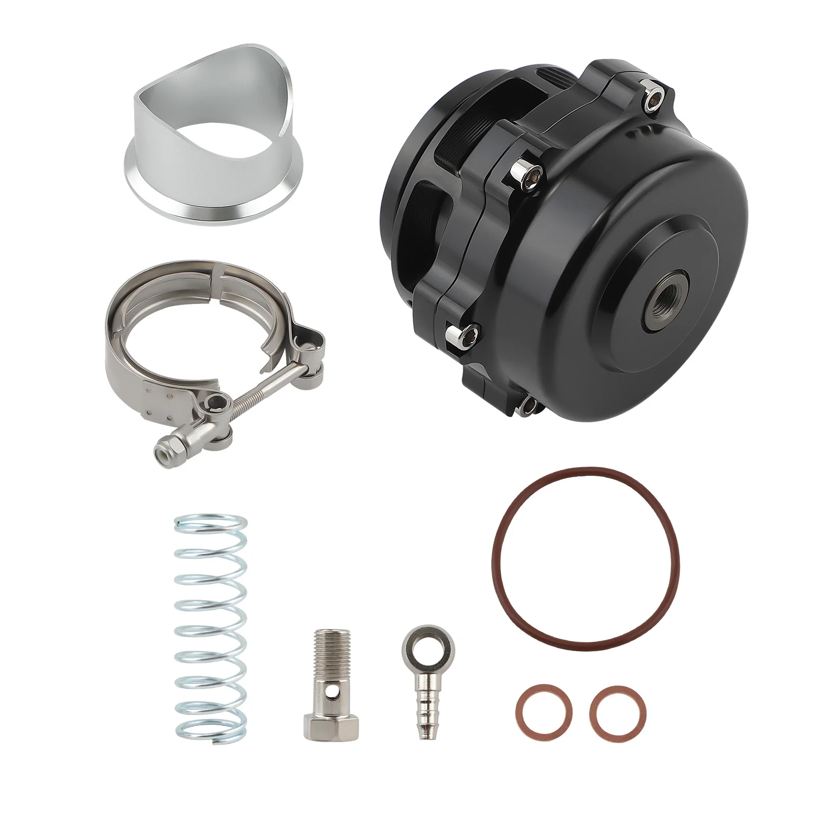 알루미늄 50mm 블로우 오프 밸브 스프링 2개 포함 V-밴드 클램프 볼트 키트 모든 터보 플랜지용