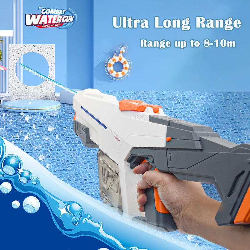 2024 New Water Gun Electric Fully Automatic Suction High Pressure Water Blaster Pool Toy Gun Summer Beach Outdoor Toys for Kids