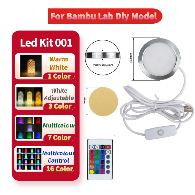 

For Bambu Lab Led Lamp Kit 001 Maker Supply Bambulab Light Kit Led Light Parts Diy Model Without 3d Printing Parts