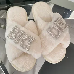 Bride/Wifey Slippers Wedding Honeymoon Pearl Letter Leaky Toe Shower Slippers Bride Gift Wedding Props Valentine's Day Gift