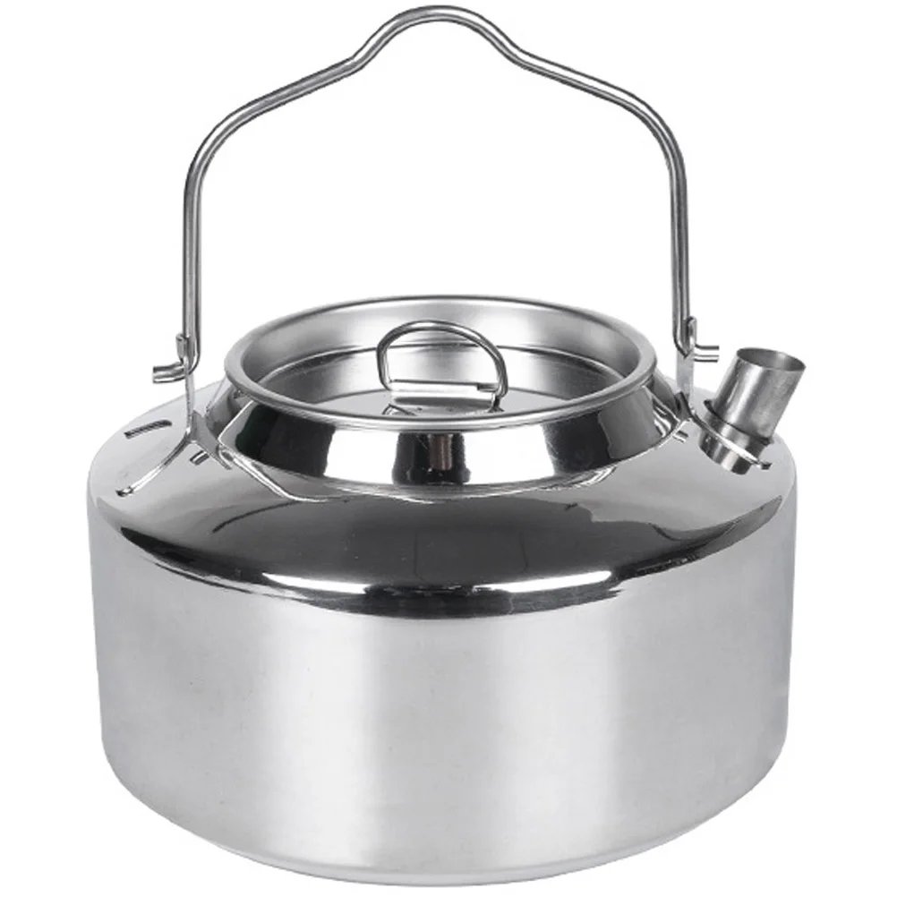 

Portable Stainless Steel Kettle Camping Outdoor Cookware Water Boiler Tea Coffee Travel Lightweight Compact boil water soup