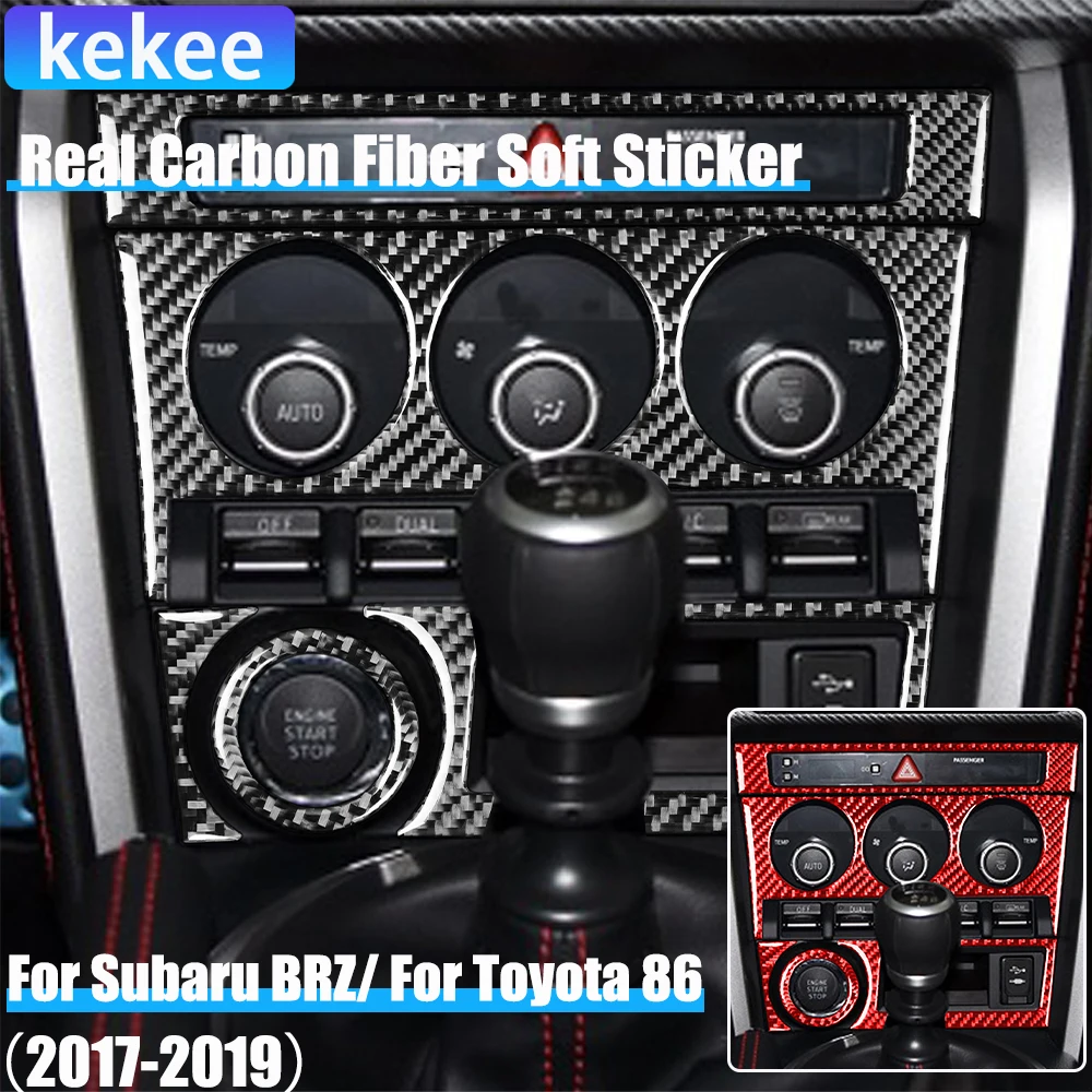 

Real Carbon Fiber Car Accessories Center Console Climate CD Trim Cover Soft Sticker For Subaru BRZ Toyota 86 GT86 2017 2018 2019