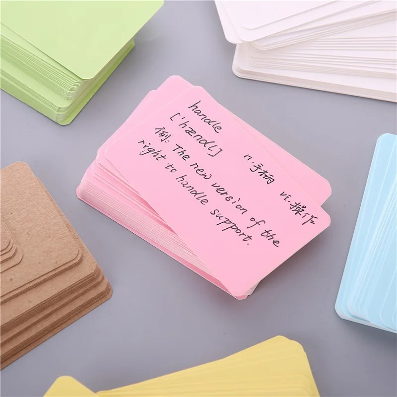 Em branco Kraft Paper Card, Cartão de visita, Mensagem Obrigado Cartão, Writing Card, Label Bookmark, Learning Card for Painting, 100pcs por caixa