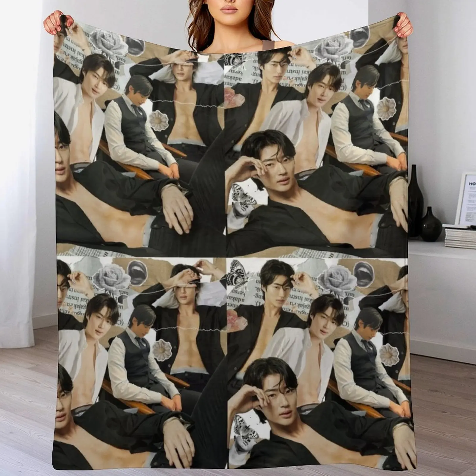 

Byeon Woo-seok Throw Blanket cosplay anime Kid'S warm for winter Camping Blankets