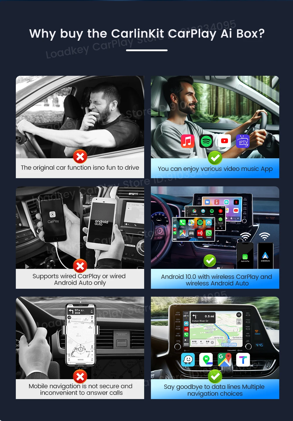 2026 Carlinkit LITE Wireless Android Auto & Car Play Ai Box Usb Watch Videos Online 32GB For Netflix Iptv 3 IN 1 Carplay Tv Box