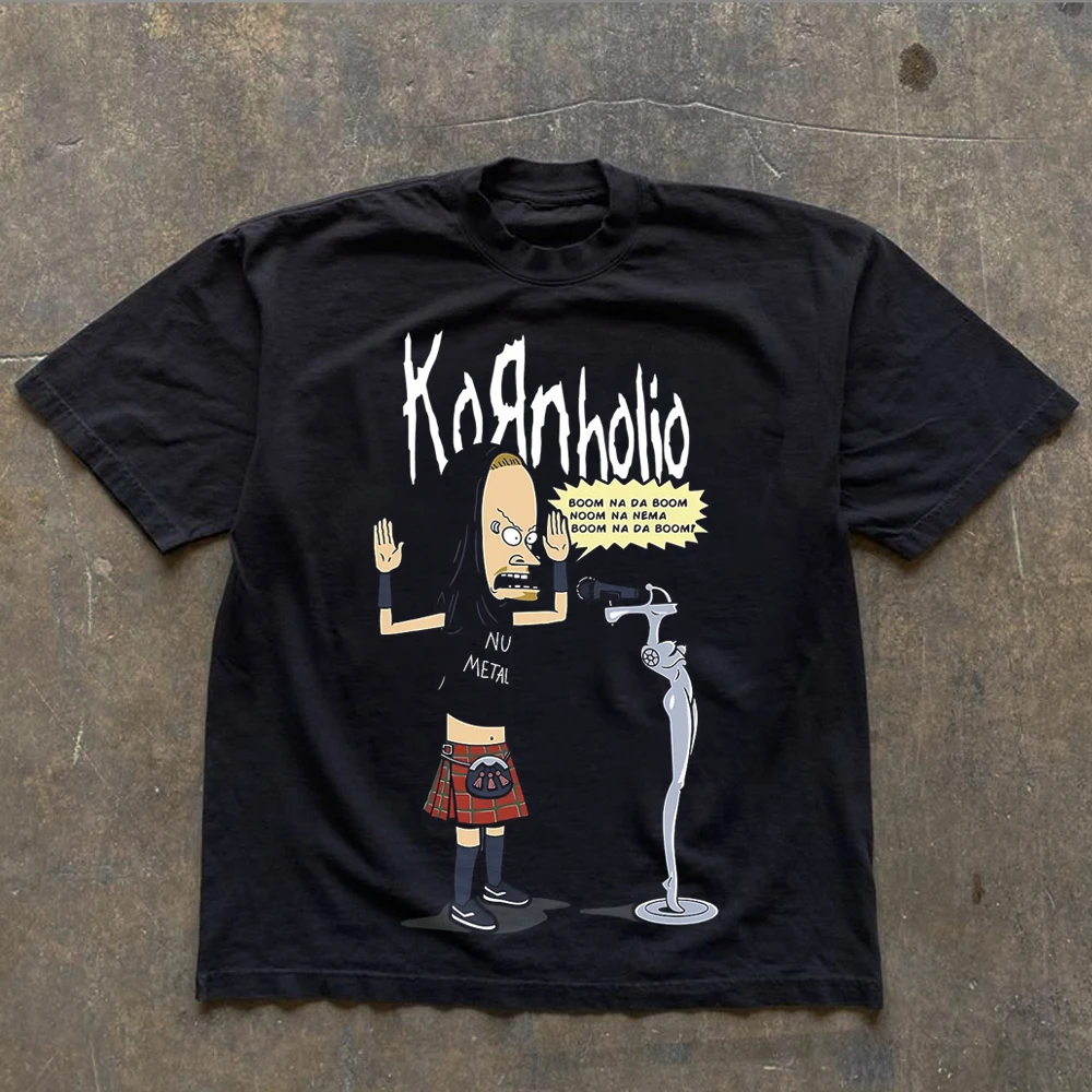Korn Follow The Leader Cotton Printed T-Shirt Casual Metal Band Tee Men's and Women's Oversize Couple Tee Harajuku Y2K Tops