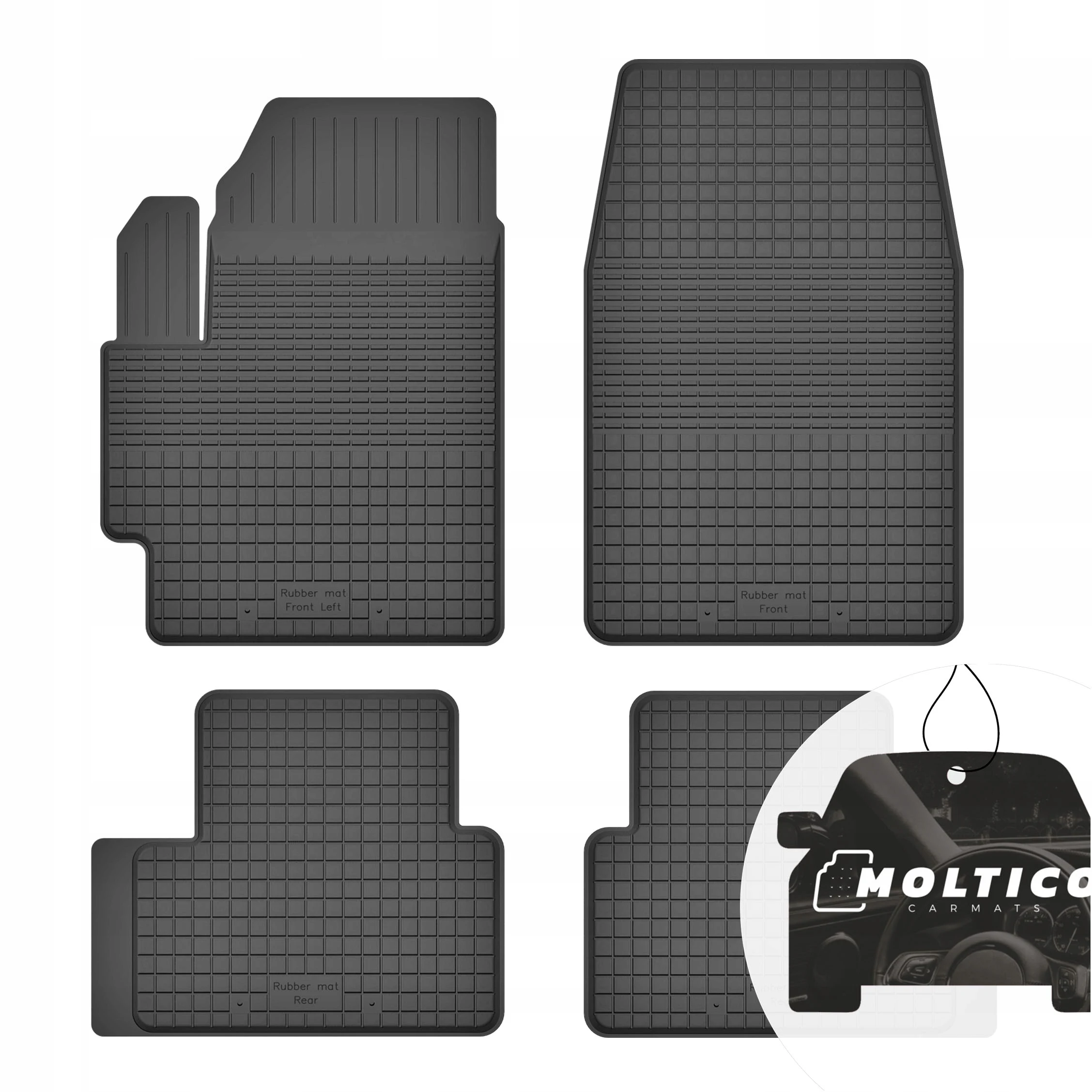 Rubberen matten, geschikt voor de Skoda Citigo E-Iv vanaf 2019, complete set inclusief rand.
