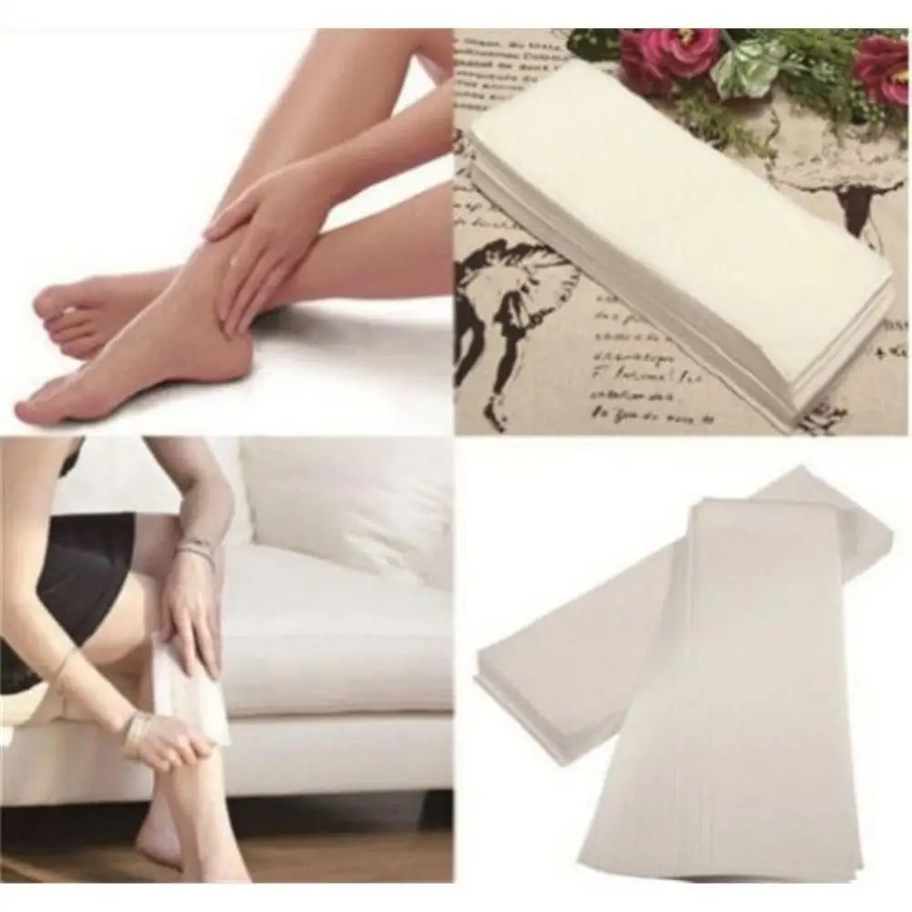 100Pcs Lady Disposable Non-woven Wax Depilatory Paper Wax Strips Pad Arm Leg Hair Removal Strip Hair Removal Shaving Waxing Legs