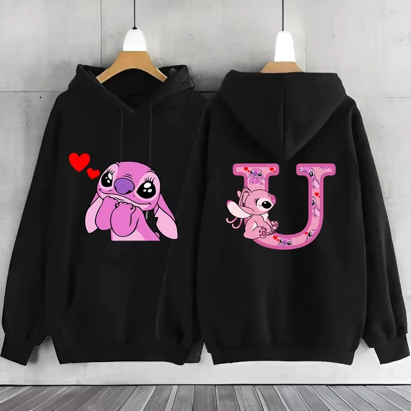 Giubbotti Y2k Carino Kawaii Moda Disney Lilo & Stitch Lettera Stampa Felpa con cappuccio 2024 Donna Inverno Caldo Giubbotti Cappotti Vendita