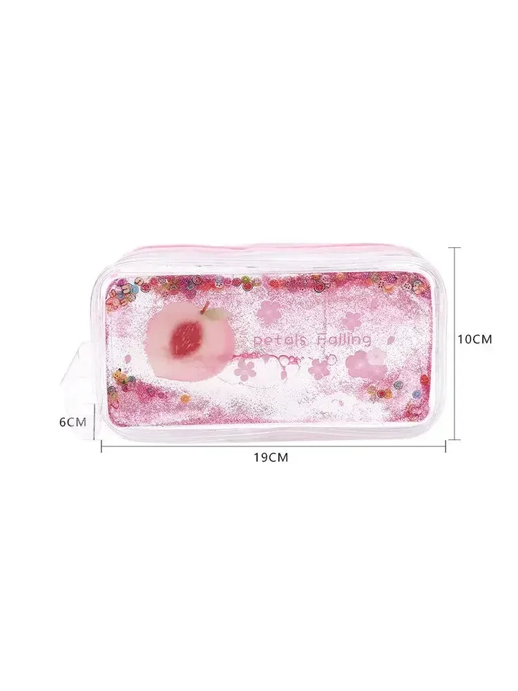Creative Random Avocado Peach Printed PVC Large Capacity Pencil Bags Small Fresh Transparent Stationery Storage Bag