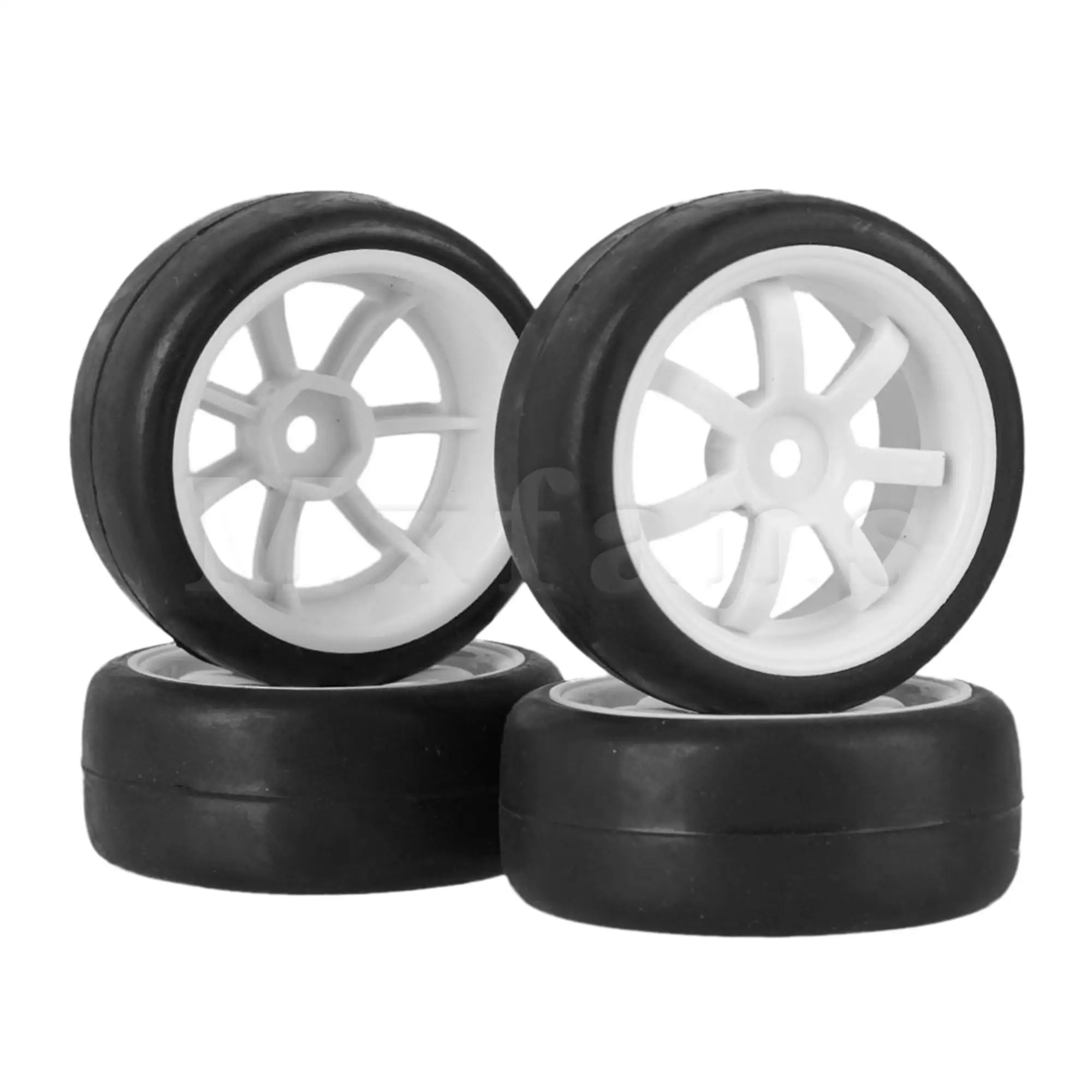 Mxfans RC Drift Wheels for 1/10 Scale 7-spoke White Hard Plastic Set of 4