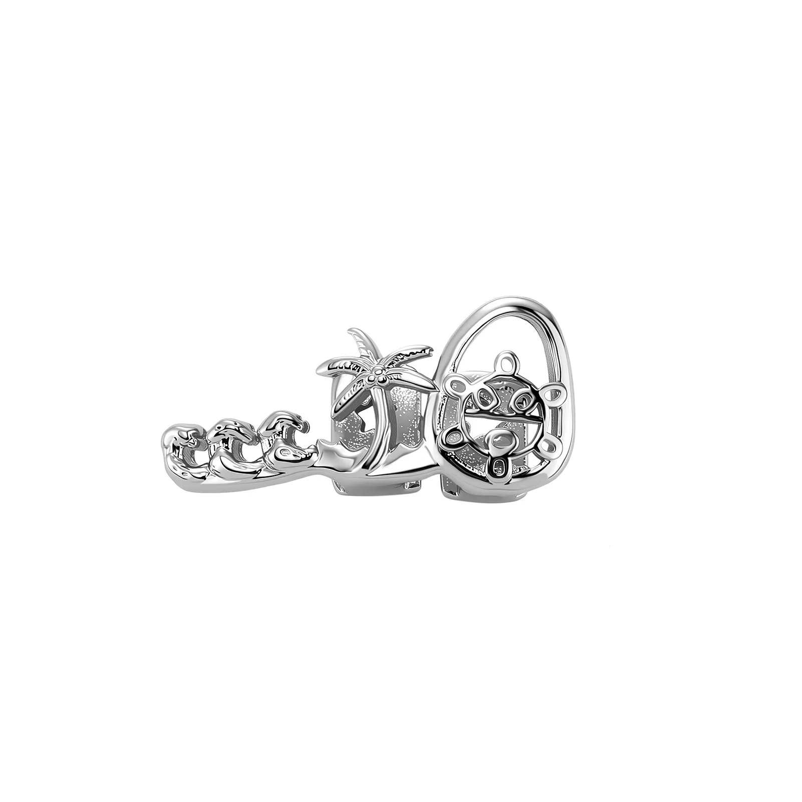 Hip Hop 3 Teeth Grillz Tooth Jewelry Tropical Palm Tree Design Gold Silver Plated Mouth Decoration For Men Women
