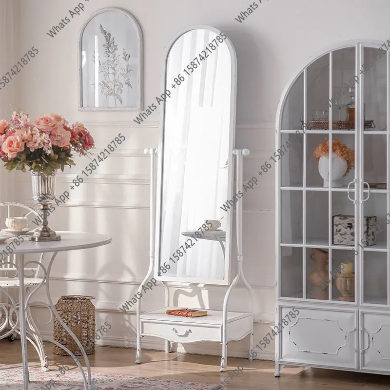 French retro full-length mirror wrought iron living room bedroom decorative floor-to-ceiling full-length mirror designer fashion