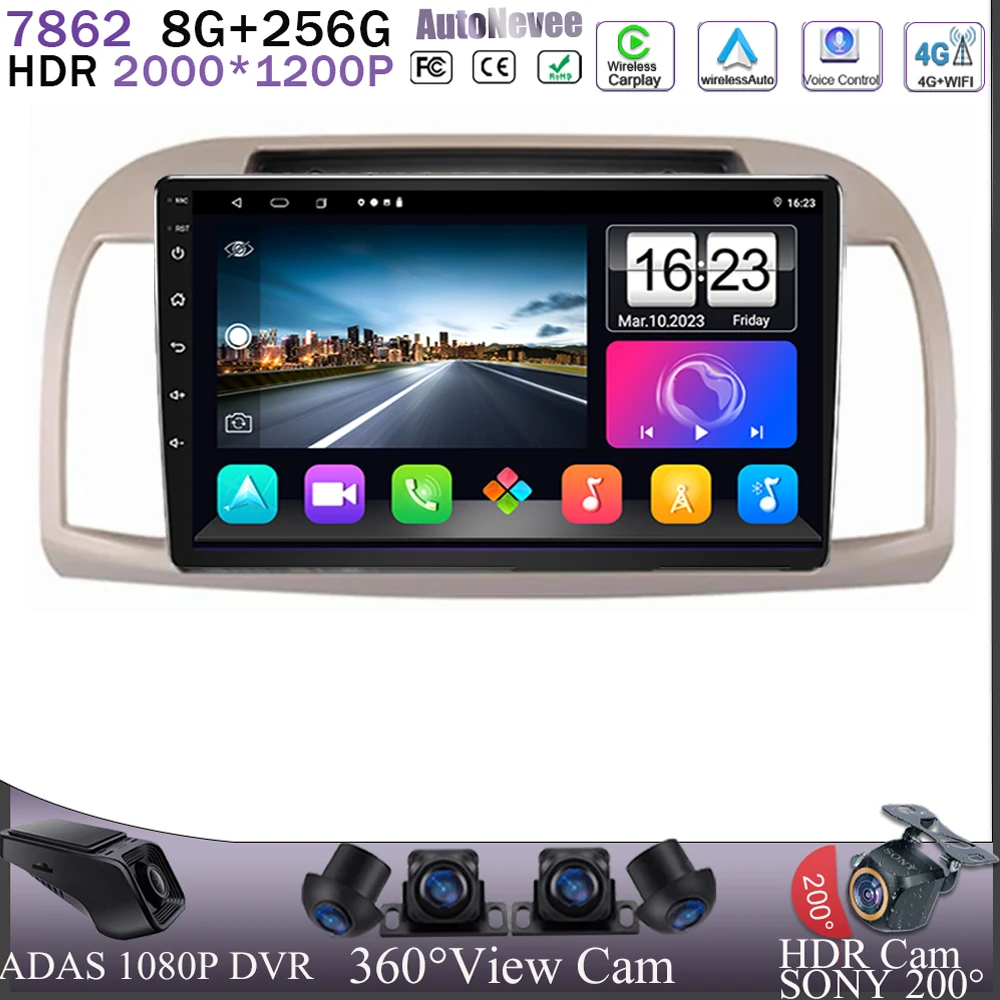 Carplay Android 13 For Nissan March Micra K12 2002-2010 QLED 5G Wifi Navigation BT 7862 DVD CPU Radio  Multimedia Player HDR GPS