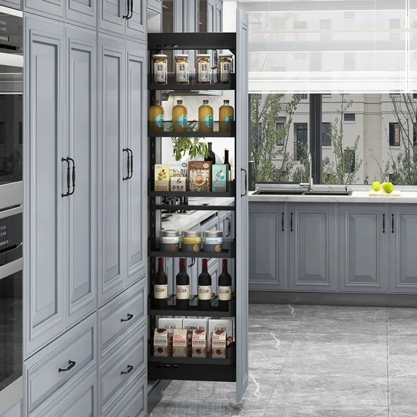 Optimal Drawer Style Multi-Layer Seasoning Cabinet, Deep Side Pull-out Basket Kitchen Storage Organizer Rack