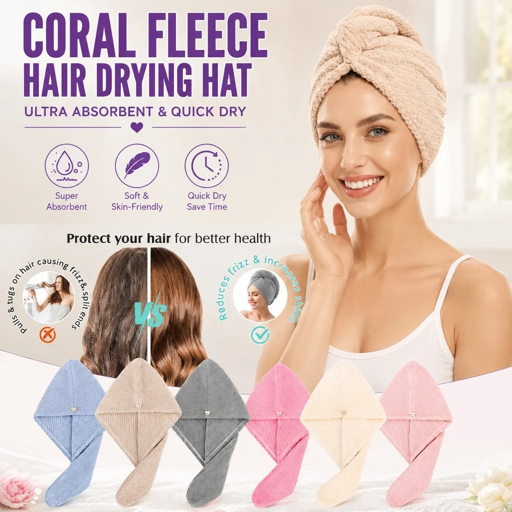 Microfiber Hair Towel Wrap For Women,Hair Drying Towel with Button, Hair Towel Turban,Quick Dry,Anti-frizz,Absorbent Head Towel