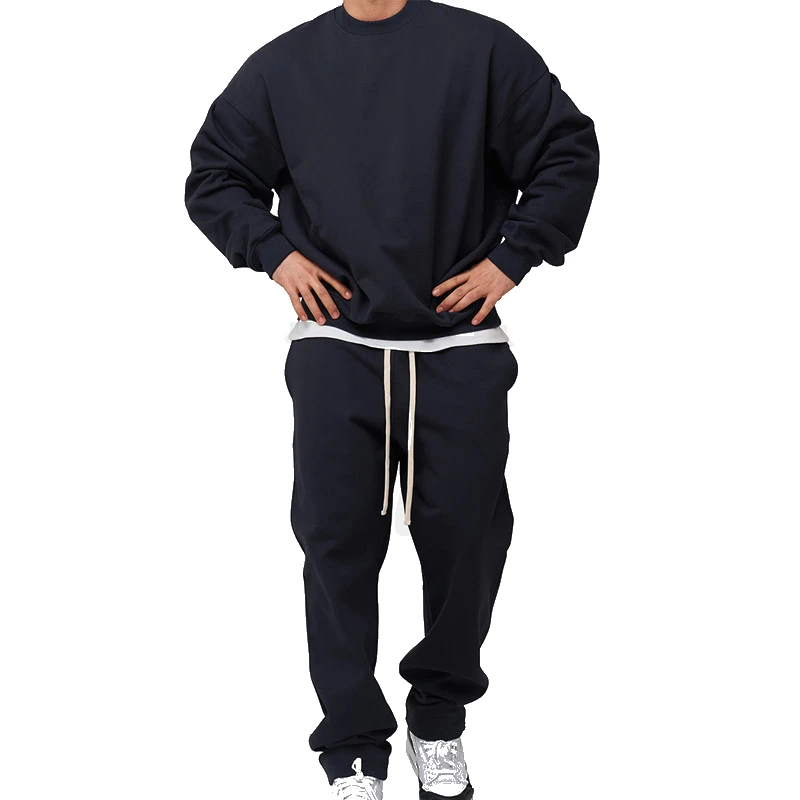 Men's Fashion Fitness Sport Casual Hoodie Gym Running Training Sets Two-Piece Sweatpants High Quality Cotton Black Tracksuits