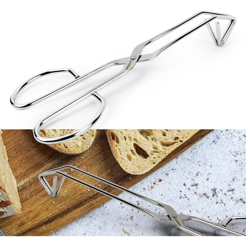 Kitchen Stainless Steel Triangle Tongs BBQ Tongs for Grilling Vegetables  Fruits Food Multipurpose  9 Inch Kitchen Tools Clamps