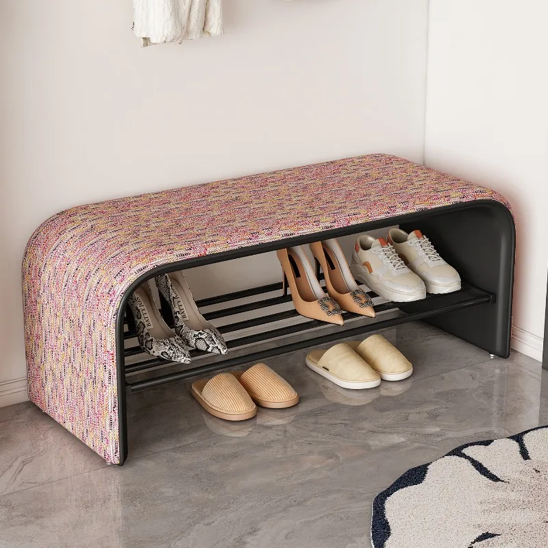 Linen Cat Scratch Resistant Shoe Bench, Storage Stool with Shoe Cabinet, Sitting Entryway Bench for Sitting & Organizing