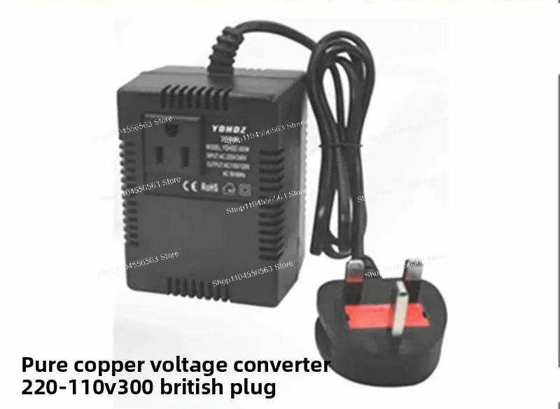 200W 220V to 110V Step-Down Voltage Converter Transformer with UK Plug,Pure Copper Coil for Home Appliances & Office Electronics