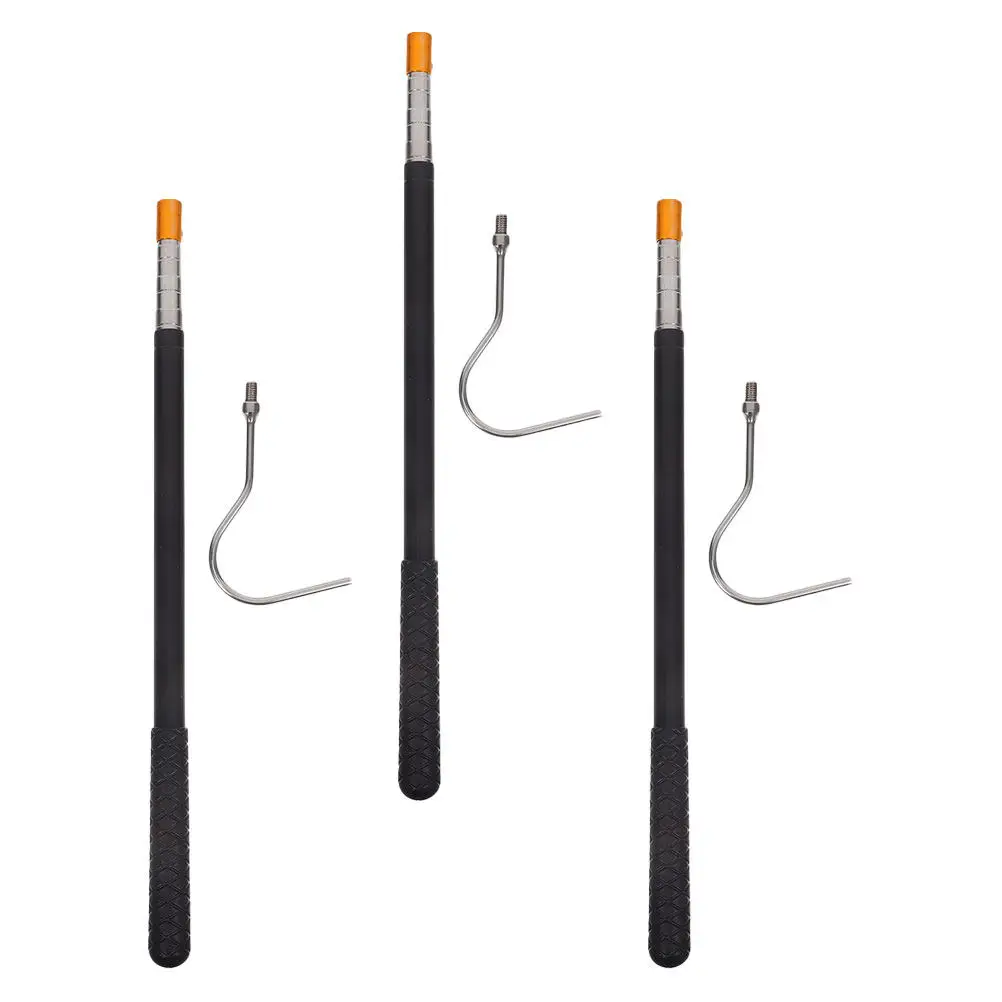 3Pcs Attic Pull Down Hook Extendable Telescoping Pole Strong Grip for Loft Ladder High Window Rv Awning Opener