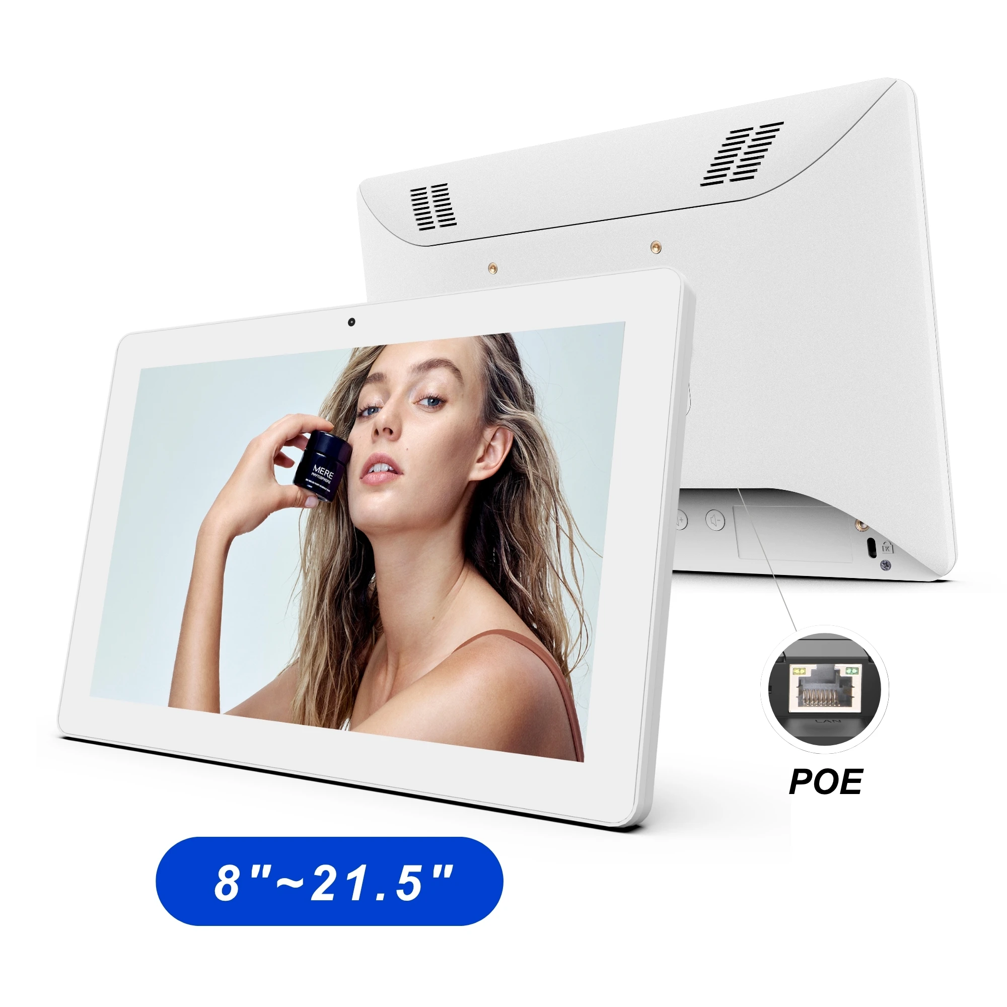 WF1028T Wall Mount Digital Signage 10.1 Inch Touch Screen Android 11 2+16GB POE Optional Battery Tablet for Advertising Display