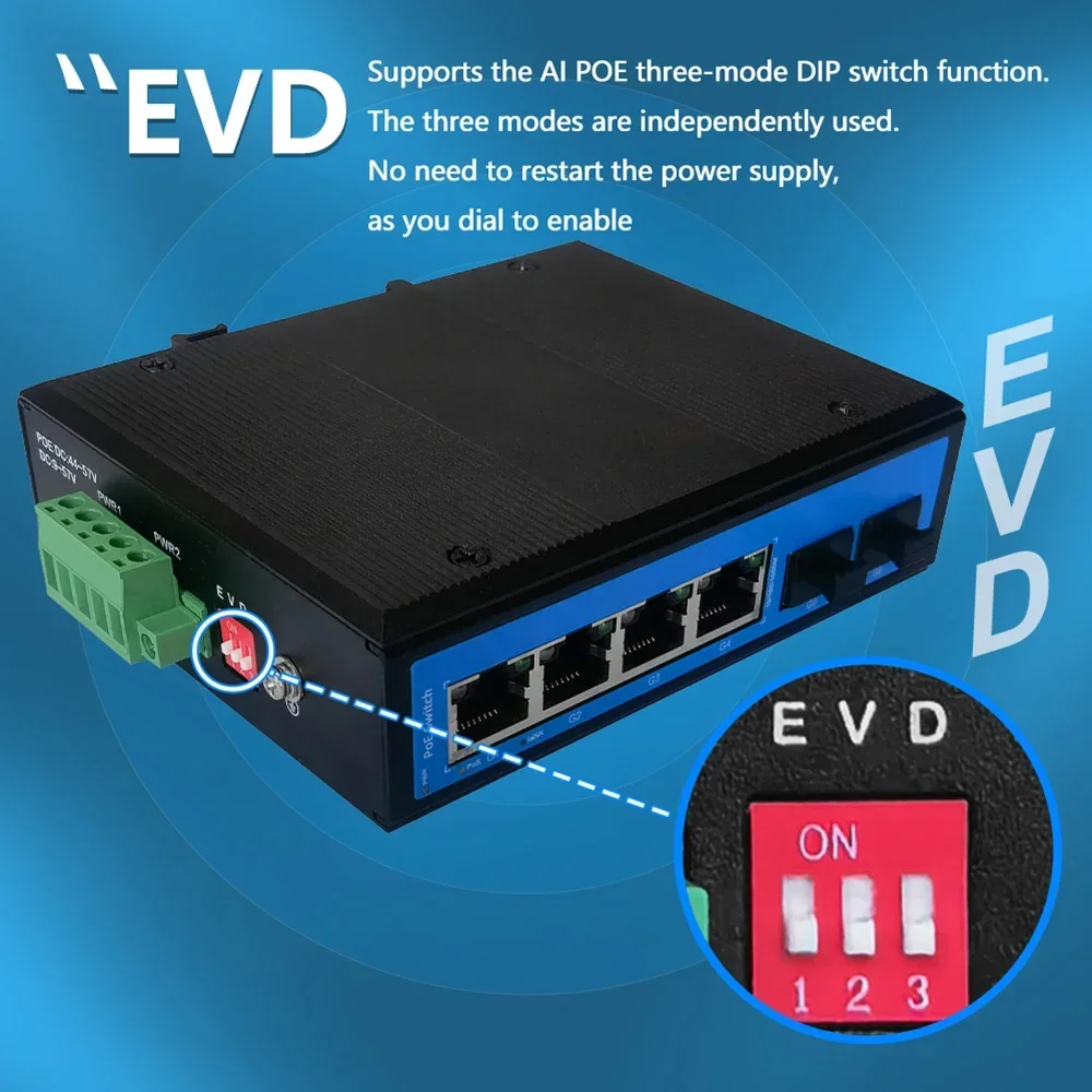 NUOVI switch di rete non gestiti da 2-10 porte IP40 da -40 a 80 ° Switch Ethernet industriale Gigabit completo per esterni su guida DIN C PoE 1000Mbps