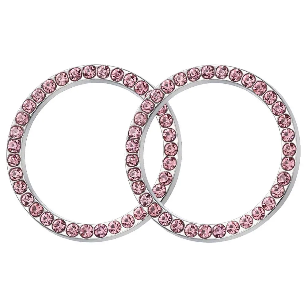 

2Pcs Car Start Button Decorative Circle Rhinestone Engine Ring Push Bling Ignition Accessories Interior Women Car