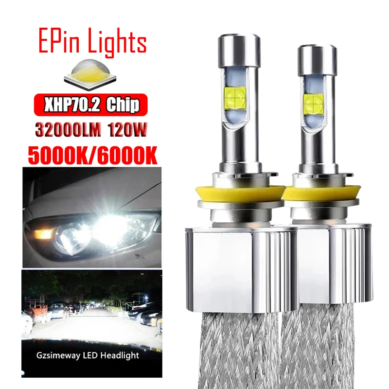 

2x H7 H4 LED Lights Bulbs H11 H9 9005 HB3 HB4 9006 9012 H8 Fog Lamp Car Headlight 30000LM XHP70 6000K White 5500K Auto Headlamp