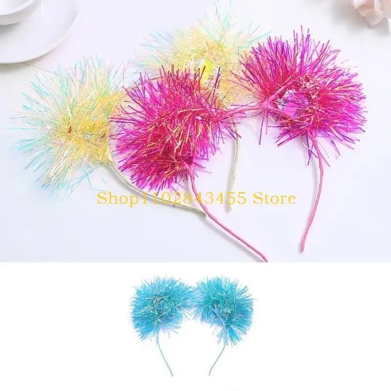 

49MC Children's Day Headband Performance Hair Holder Makeup Hairband with Tinsel Ball